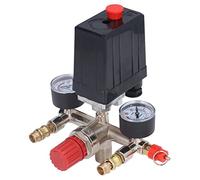 Garosa Kit de Válvula de Presión de Compresor de Aire, Regulador de Colector de Interruptor Vertical 90-120PSI AC 100-240V con Manómetro para Reparación de Compresores