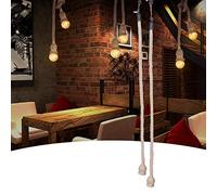 Garosa Lámpara Colgante Retro de Doble Cabeza, Lámpara de Cuerda de Cáñamo E27 de Yute y Metal para Decoración del Hogar, Iluminación de Estilo Industrial Vintage para Bares y áreas de Comedor