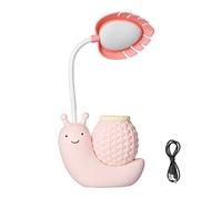 Garosa Lámpara de Escritorio LED con Portalápices, Lámpara de Mesa Infantil con Cuello de Cisne, Luz USB para Estudiantes, Diseño de Animal de Dibujos Animados, Color Rosado
