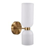 Garosa Lámpara de Pared de Doble Cabezal de Vidrio Esmerilado con Base de Metal Negro para Sala de Estar y Dormitorio (A)