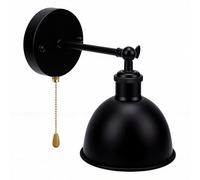 Garosa Lámpara de Pared Negra Vintage, Aplique de Pared Industrial con Cadena de Tracción, Aplique de Industrial con Base E26 para Sala de Estar, Dormitorio, (Portalámparas EU 220V E27 sin bombilla)