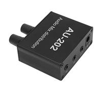 Garosa Mezclador de Audio Distribuidor Estéreo Caja de Interruptores de Audio ABS y Aleación de Aluminio 2 Entradas y 2 Salidas Convertidor de Señal DC5 a 19 V para Amplificador Control de de