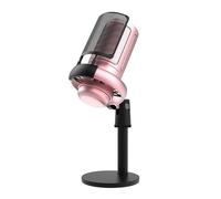 Garosa Micrófono para Juegos con Iluminación RGB y Captación de Corazón para Computadora, una Tecla para Silenciar, Botón de Ganancia - iOS// - Blanco (Pink)