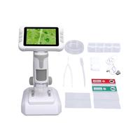 Garosa Microscopio Digital para Niños, Aumento de 1600X con Pantalla LCD de 4 Pulgadas y Modo de Filtro de Color, Microscopio Portátil de Mano con 6 Luces LED, Compatible con USB para (Gray)