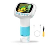 Garosa Microscopio para Niños, Aumento de 50-1000X con Pantalla IPS de 2 Pulgadas, 8 Luces LED, Microscopio Digital Portátil para Niños, Estudiantes, Educación en el Hogar, Exploración
