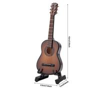 Garosa Mini Guitarra Madera con Funda y Soporte Réplica Decorativa Artesanal para Casa de Muñecas Adorno Hogar Regalo Coleccionista