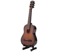 Garosa Miniatura de Guitarra de Madera con Soporte y Estuche - Accesorios para Casa de Muñecas, Decoración Hogar Artesanal Pequeña (#04)