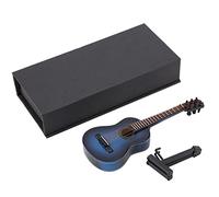 Garosa Modelo de Guitarra En Miniatura Pantalla de Instrumentos Musicales de Madera con Soporte y Estuche Accesorios de Casa de Muñecas Adornos Artesanales Pequeños decoración para El Hogar(#02)
