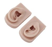 Garosa Modelo de Oreja de Silicona, 2 uds., Oreja de Piel Humana Reutilizable, Suave y Flexible, para Práctica de Perforación, Exhibición de Joyería de Entrenamiento de Acupuntura (Piel Oscura)
