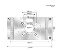 Garosa Placa de Inserción de Mesa de Enrutador de Aleación de Aluminio, Tablero Abatible de Máquina de Recorte Duradera con 4 Anillos para Proyectos de Carpintería (Black)