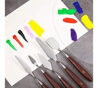 Garosa Raspador para Mezclar Pintura Al óleo, de Madera y Acero Inoxidable, Juego de Cuchillos de Pintura de 5 Piezas para Acrílicas y Al óleo (5PCS)