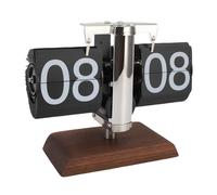 Garosa Reloj de Escritorio con Tapa Vintage, Reloj Mecánico con Acero Inoxidable 304, Pantalla de Números Grandes, Elegante para Decoración de Oficina en el Hogar (Black)