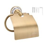 Garosa Soporte de Papel Higiénico Vintage Soporte de Toalla de Papel de Metal Estante con Decoración de Porcelana Montado en la Pared Trabajo Pesado DIY para Cocina Baño Accesorios de