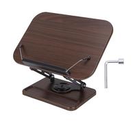 Garosa Soporte para Libros, Rotación de 360 grados, Soporte para Libros de Madera Ajustable con Múltiples ángulos, Lectura con Brazos de Metal Resistentes, Base Antideslizante para