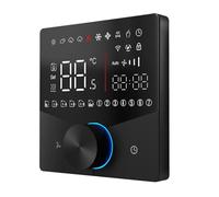 Garosa Termostato de Pantalla Táctil de 2 Tubos Controlador de Aire Acondicionado de Diseño Delgado de 12,4 Mm Controlador HVAC Programable con RS485 y Retroiluminación LED de 8 Colores (BLACK)