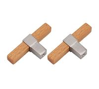 Garosa Tiradores de Gabinete, Perillas de Madera para Cajones de un Orificio, 2 Piezas, Manija de Puerta Plateada Cepillada con Tornillos para Cajones de Cocina, Armario, Fácil Instalación (plata