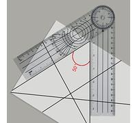 Garosa Transportador de Regla Plegable de Múltiples ángulos, Regla de Medición de Geometría Esmerilada de Plástico de 140 Mm y 5,5 Pulgadas con Escala Negra Transparente y Superficie