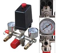 Garosa Válvula de Aire con Presostato de 230 V, Cuerpo Metálico, Fácil Instalación con Barómetro Individual para Control del Compresor