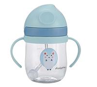 Garosa Vaso con Pajita para bebé a Prueba de Fugas con Pajita Pesada, Pajita en Forma de V, Capacidad de 250 Ml, Escala Transparente que No Se Decolora, Plástico Duradero, para Viajes a