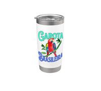Garota Brasileira Brasileña Arara Parrot Gráfico Vaso térmico de acero inoxidable de doble pared