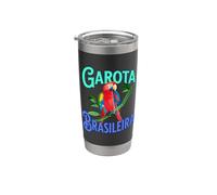 Garota Brasileira Brasileña Arara Parrot Gráfico Vaso térmico de acero inoxidable de doble pared