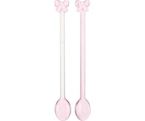 GAROZATION 2 Cucharas Mezcladoras de Vidrio Forma de Lazo de Mariposa, Creativas y Resistentes al Calor, para Mezclar Café y Usar en Cocina Casera