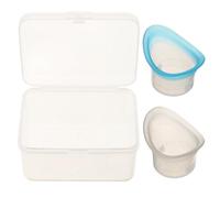 GAROZATION 2 Piezas Copa Lavadora de Ojos Azul para Actividades al Aire Libre y Viajes de Negocios, Material Plástico y Silicona con Ajuste y Uso Higiénico Separado, Incluye Estuche de