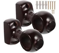 GAROZATION 2 Soportes de Barra de Cortina de Madera Rojo Marrón, Soporte Central de Riel para Cortinas, Base Fija Resistente para Instalación en Pared, Accesorios para Color Color Aleatorio