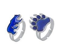 GAROZATION 2piezas Anillo De Dedo De Oso y Patita Creativo Cambio De Color Anillos Termocrómicos Para Adultos Joyería Divertida y Única