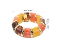 GAROZATION 3 Pulseras Rígidas Gruesas de Acrílico Elástico Diseño Geométrico Irregular Colores Amarillo Verde y Ámbar - Pulseras Anchas para Mujer Joyería Bohemia y Accesorios de Moda