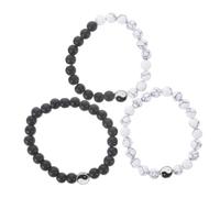 GAROZATION 3piezas Conjunto De Pulseras De Perlas De Natural Para Parejas Pulseras De Amistad Joyería Para Hombres y Mujeres Blanco y Negro