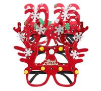 GAROZATION 4 Gafas Navideñas LED con Marco de Reno y Purpurina, Set de 4 Unidades, Diseño con Copos de Nieve y Gorro de Papá Noel, Accesorio para Fiestas y Suministros para Eventos Navideños
