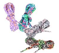 GAROZATION 4 Pares de Cordones Reflectantes Suaves y Resistentes, Diseño Único para Zapatos Estampado de Leopardo para Uso Casual y Deportivo