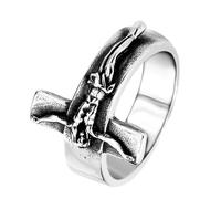 GAROZATION Anillo Diseño Creativo y Estilizado de Aleación Plata de Cruz de Jesús Fácil de Poner y Quitar Obsequio Adecuado para Festival Unisex