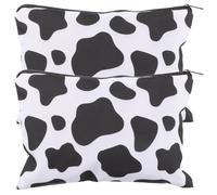 GAROZATION Bolsa de Maquillaje Grande Estampado de Vaca en Blanco y Negro, Set de 2 Bolsas Organizadoras Portátiles de Cosméticos, Multifuncional para Viaje y Uso Diario