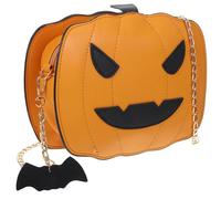 GAROZATION Bolso Bandolera de Halloween para Mujer Diseño Compacto de Calabaza Marrón, Cuero Pu, Cremallera Suave y Estilo Sencillo para Trabajo o Gimnasio