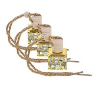 GAROZATION Botellas de Perfume Colgantes para Coche 10ml, 3 Piezas, Envases Rellenable de Vidrio y Aleación de Aluminio, Diseño Cuadrado Dorado para Creación de Perfumes DIY