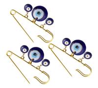 GAROZATION Broche de Chal Colgante Ojo Turco Azul, Alfiler Dorado de 3 Piezas, Broches de Joyería para Ropa y Suéter, Accesorio de Moda para Mujer, Obsequio Especial de Festivales