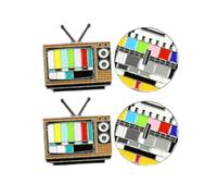 GAROZATION Broches para Mujer en Forma de Televisor, Pequeños, Set de 4 Piezas (2 Diseños), Decoración para Vestidos y Accesorios de Fiesta, Pinzas Creativas para Ropa y Disfraces