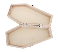GAROZATION Caja de Dulces Forma de Ataúd Hexagonal de Madera Beige para Halloween, Ligera, Portátil y Reutilizable, Adecuado para Decorar Casas y Mesas Color