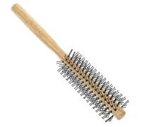GAROZATION Cepillo Redondo Pequeño para Cabello Rizado Mango de Madera, Cerdas de Nailon Resistentes, Herramienta Compacta para Peinado y Volumen en Casa, Secado Secador, Accesorio de