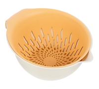 GAROZATION Cesta de Drenaje Doble Capa Pequeña en Plástico Resistente, Colador Compacto para Frutas y Verduras, Escurridor Reutilizable para Cocina Doméstica en Color Amarillo Claro
