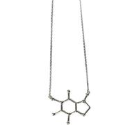 GAROZATION Collar de Café Colgante Molecular de Cafeína para Mujer, Aleación Plateada de Diseño Creativo y Seguro Piel, Joyería Única para Amantes Química