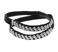 GAROZATION Correas Elásticas Desmontables para Tacones Altos Antisueltas, Cordones de Talón Ajustables Gemas de Imitación, Accesorio Práctico para Zapatos de Mujer, Color Negro Plata, 1 Par,