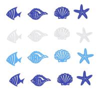 GAROZATION de Adornos Náuticos Conchas y Estrellas de Mar 50 Piezas de Madera Estilo Mediterráneo Varios estilos para Manualidades para de Fiesta Mar Varios estilos