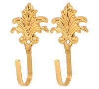 GAROZATION Ganchos para Cortinas de Pared Dorados de 5 Hojas, Abrazaderas Vintage para Cortinas y Toallas, Soporte Resistente para Decoración y Sujeción en Interiores y Exteriores, 2