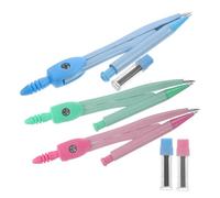 GAROZATION Juego de Brújulas de Dibujo Metálico 3 Piezas para Estudiantes, Kit de Compases Portátil en Azul, Rosa y Verde, Herramienta Precisa para Dibujo Técnico y Escolar