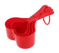 GAROZATION Juego de Medidoras para Hornear y Cocinar, 4 Piezas de Resistente Diseño en Forma de Corazón, Color Rojo, Adecuado para Repostería y Uso Doméstico Color Aleatorio