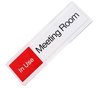 GAROZATION Letrero Deslizante de Puerta Acrílico, Indicador de Estado en Uso para Sala de Reuniones, Señal Visible para Puerta de Oficina, Fácil Instalación sin Herramientas, Color Llamativo