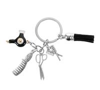 GAROZATION Llavero Diseño de Peluquería Colgante de Secador de Pelo y Tijeras, Accesorio para Bolso o Mochila, Llavero de Peluquero Ligero y Portátil para Decoración Diaria